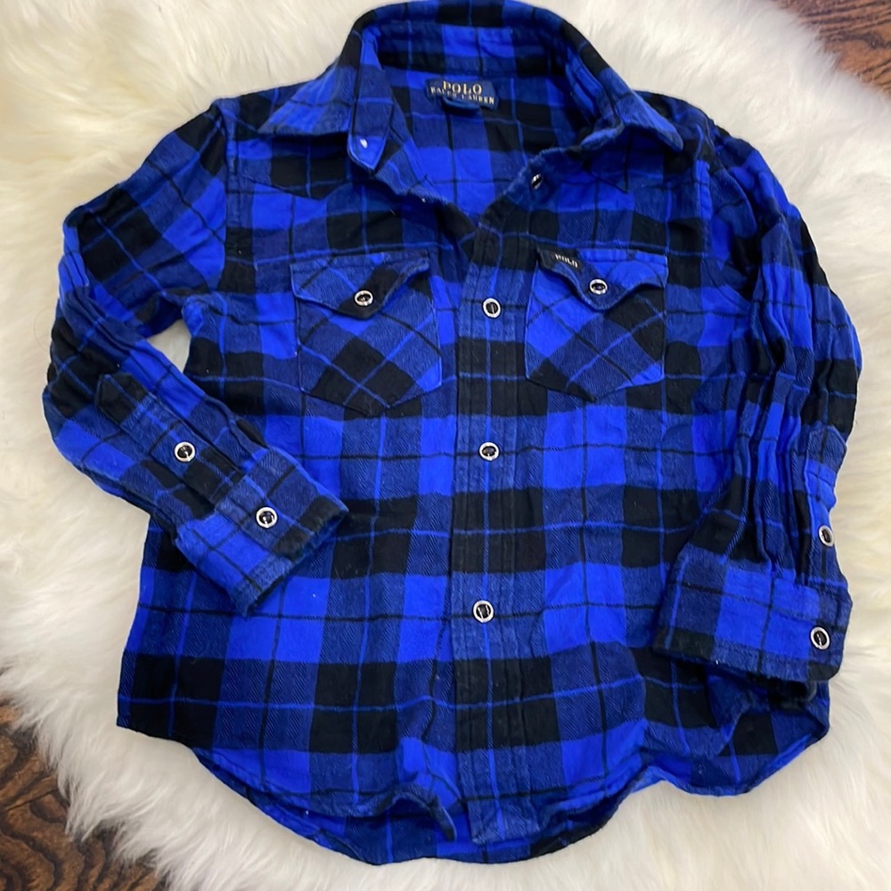 EUC 3T Ralph Lauren Polo Plaid Fleece Shirt